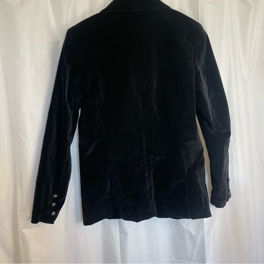 DIANE GILMAN Women’s Velvety Black Blazer Silver Button Sport Coat Jacket Small‎ - Picture 9 of 11